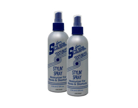 Luster's S-Curl texturizing spray bottle front view for hydrated curls.