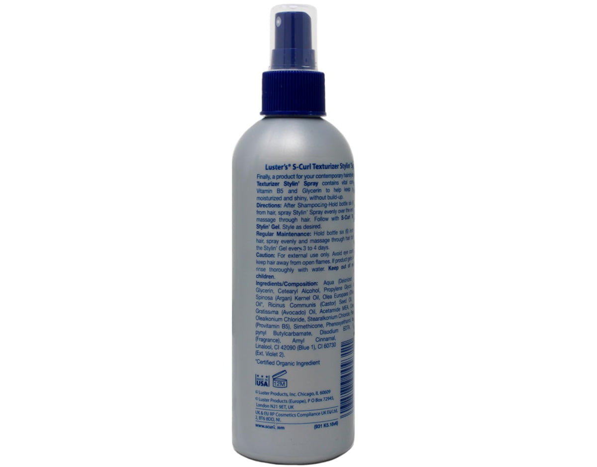 Luster's S-Curl bottle close-up with moisture sheen.
