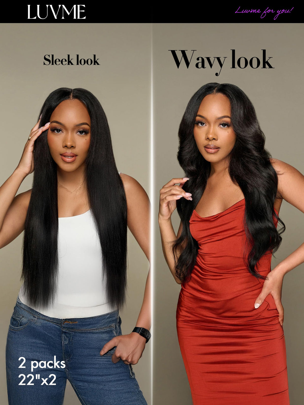 LUVME 18-inch extensions showing subtle length and fullness
