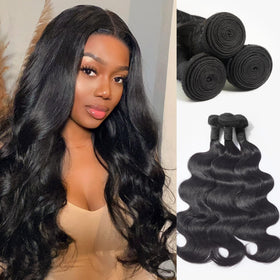 LUVME Brazilian virgin hair bundle with double weft for fuller, secure sew-ins.