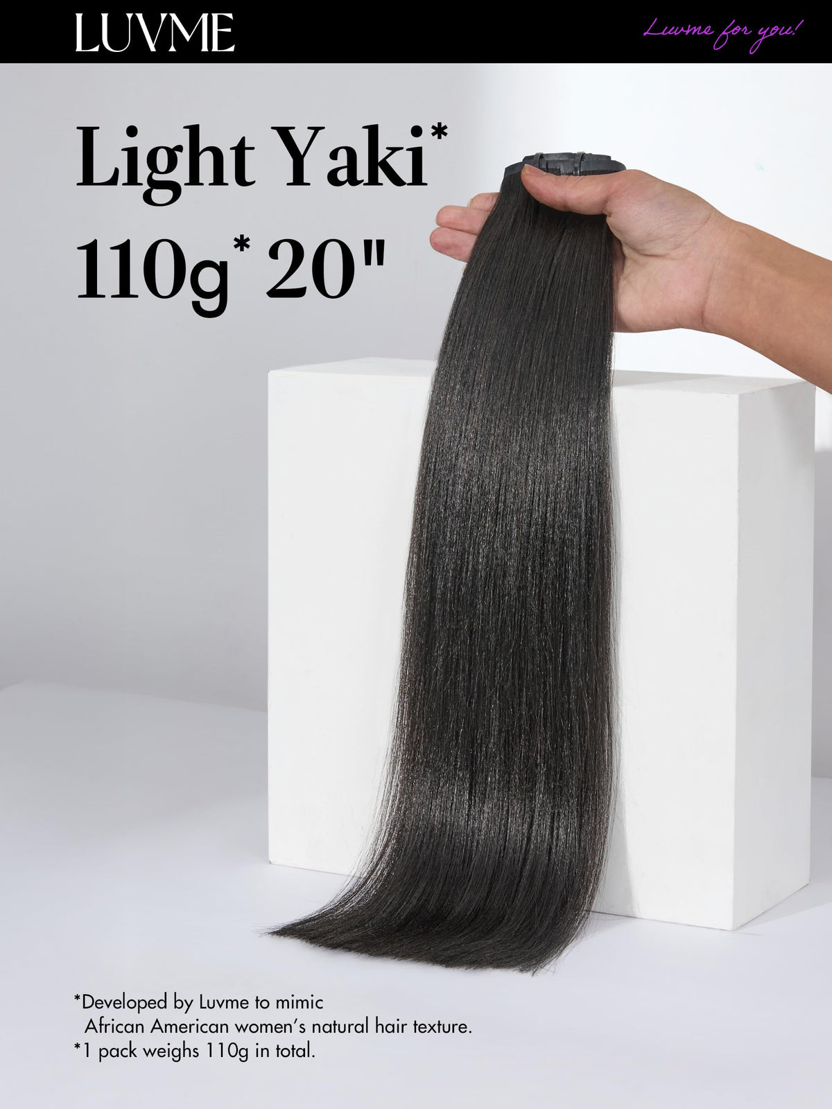LUVME clip-in hair 110g adds balanced fullness and easy styling