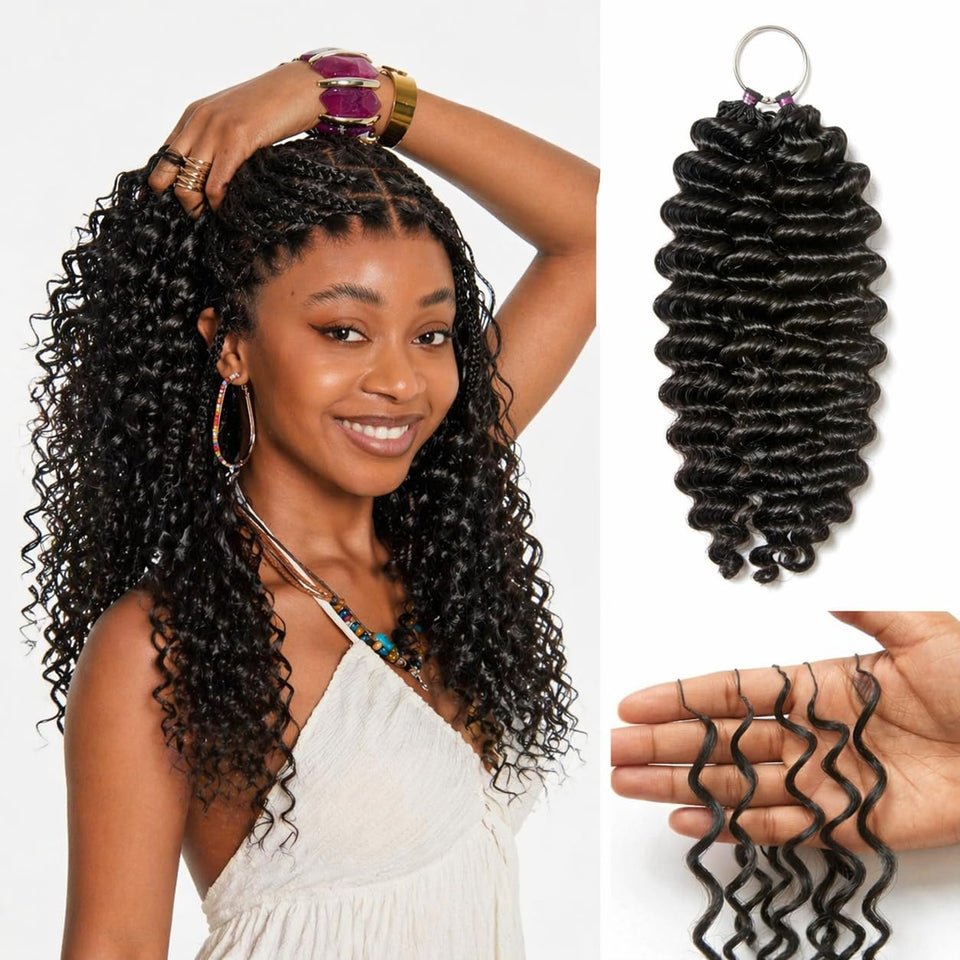 LUVME Deep Wave crochet hair 16in blends naturally with your own hair for a seamless look.