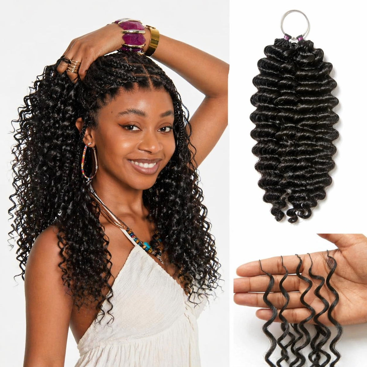 LUVME Deep Wave crochet hair 18 inch showcases natural volume for everyday wear.