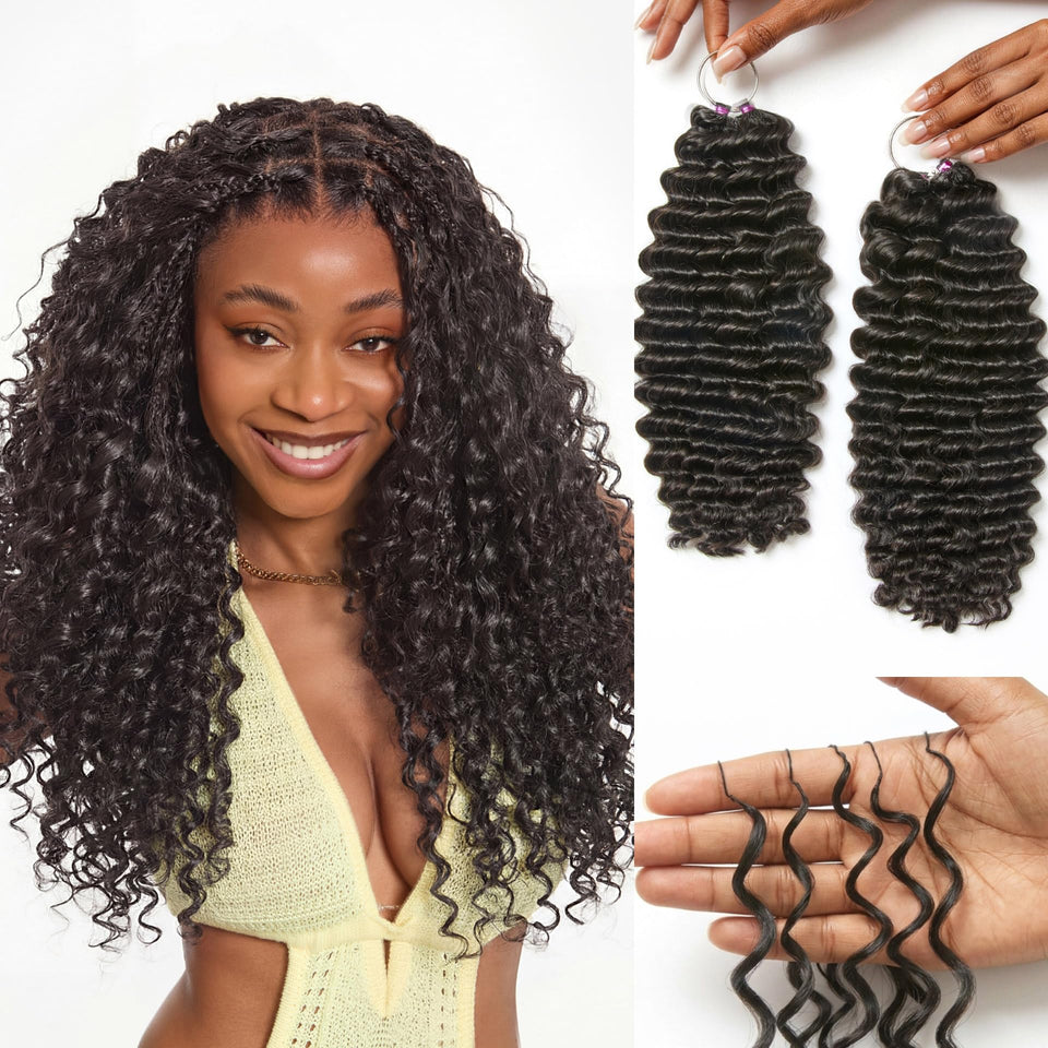 LUVME Deep Wave crochet hair 2-pack adds voluminous natural texture.
