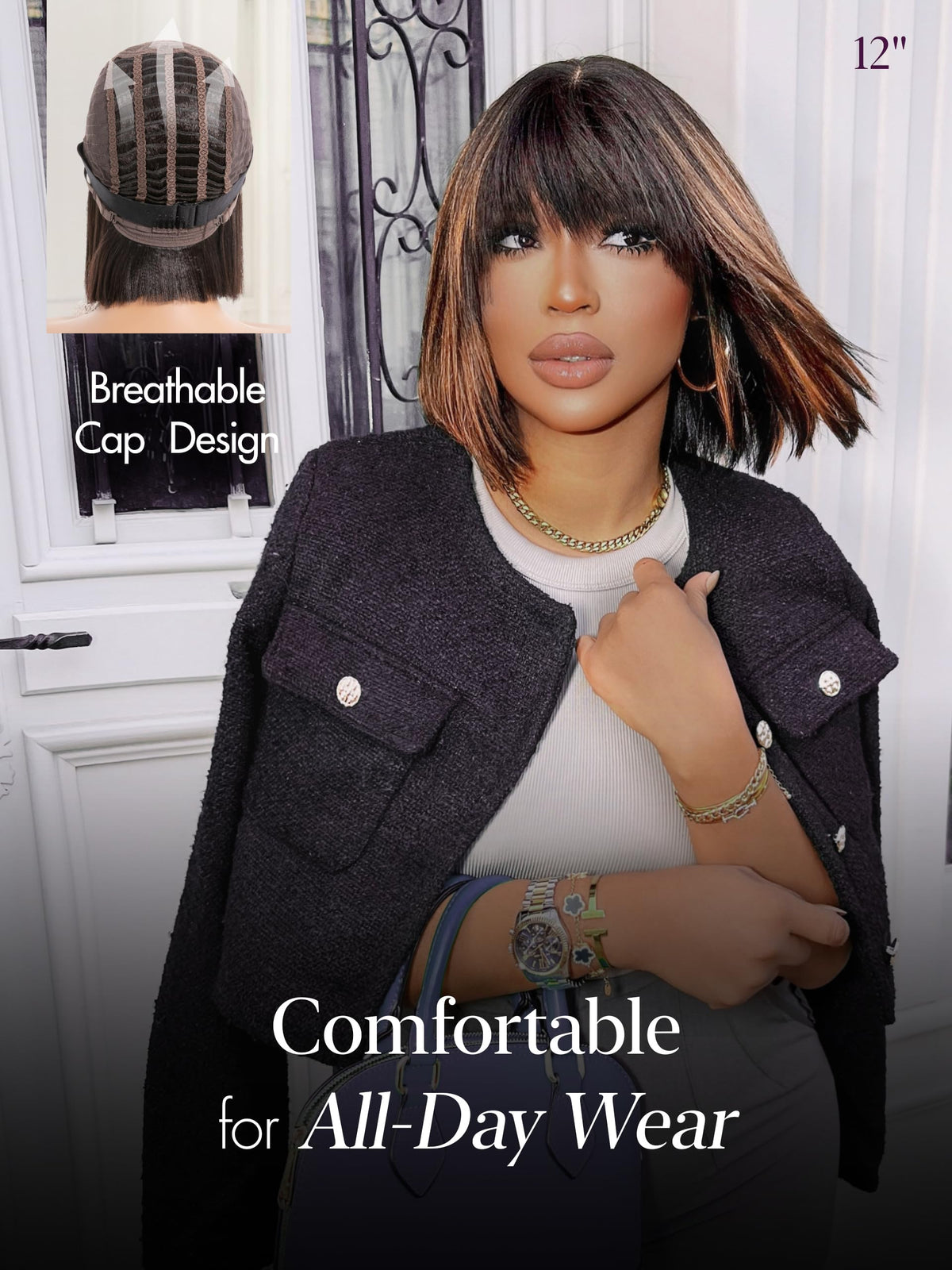 LUVME HAIR 10-inch yaki straight bob with glueless application for quick wear