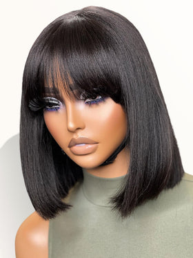 LUVME HAIR 12" Light Yaki Straight Bob Wig front view showcases natural everyday versatility.