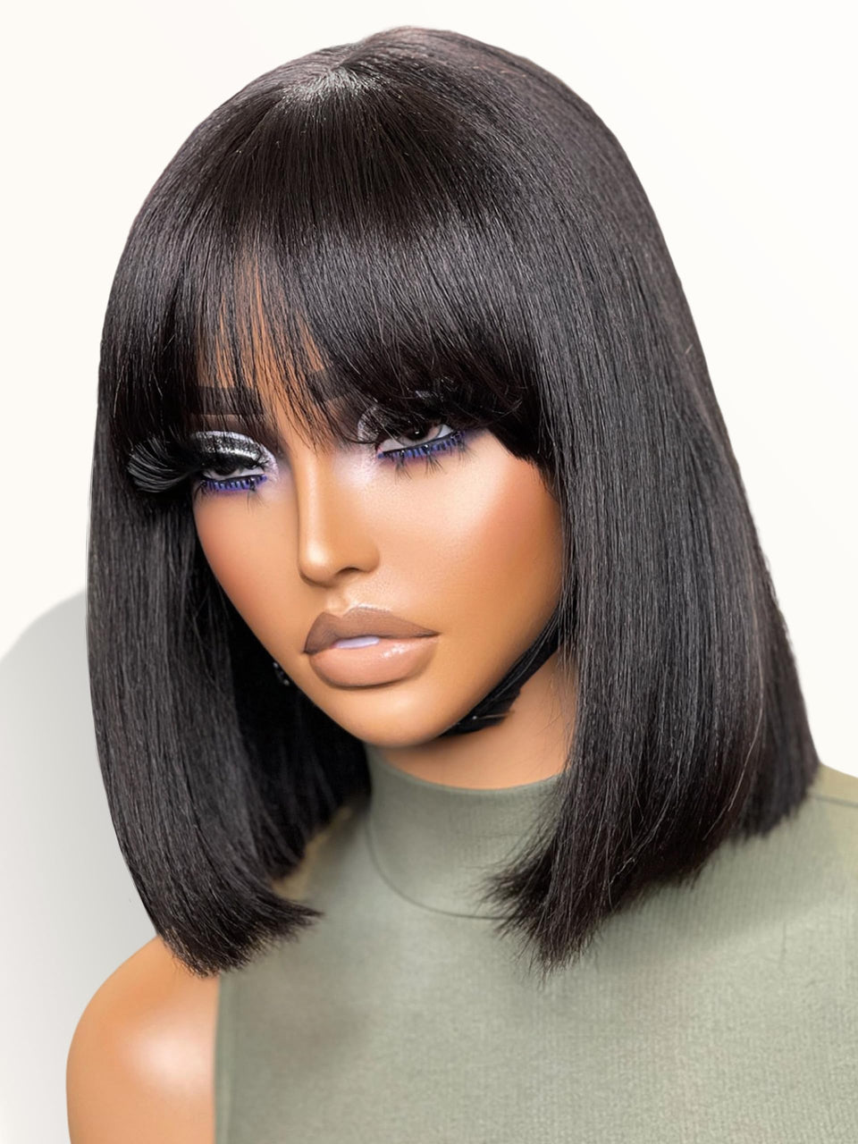 LUVME HAIR 12" Light Yaki Straight Bob Wig front view showcases natural everyday versatility.