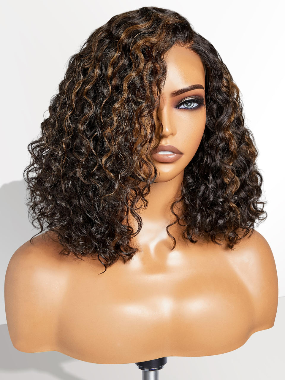 LUVME HAIR 12-inch curly glueless wig close-up for daily wear.