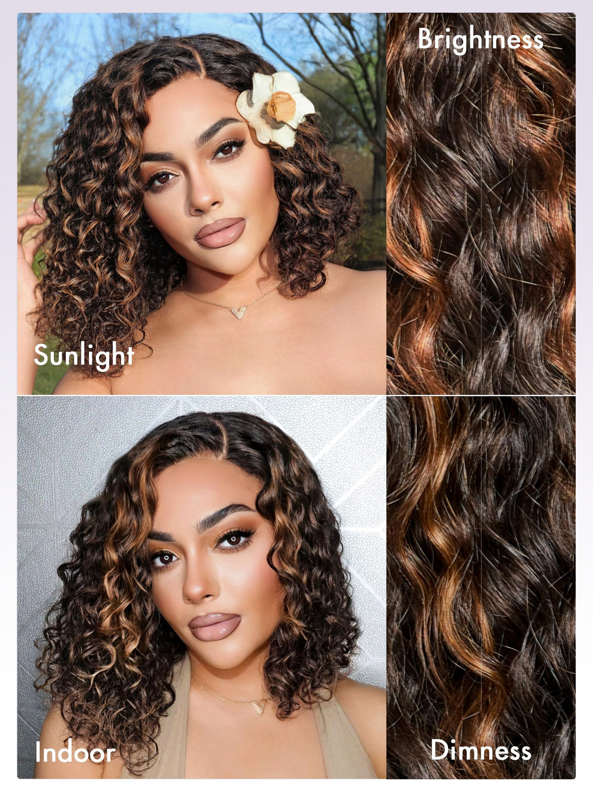 LUVME HAIR 180-density curly wig with blonde highlights for full volume.
