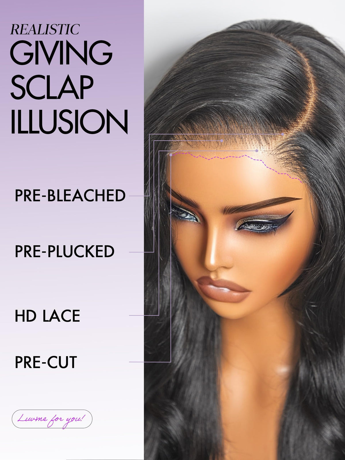 LUVME HAIR 24-inch natural black wig with smooth waves