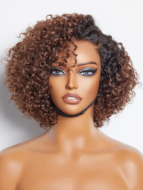 LUVME HAIR 8 inch kinky curly bob front view with ombre for daily elegance