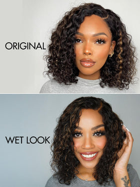 LUVME HAIR blonde highlights on curly bob showcasing trendy style.