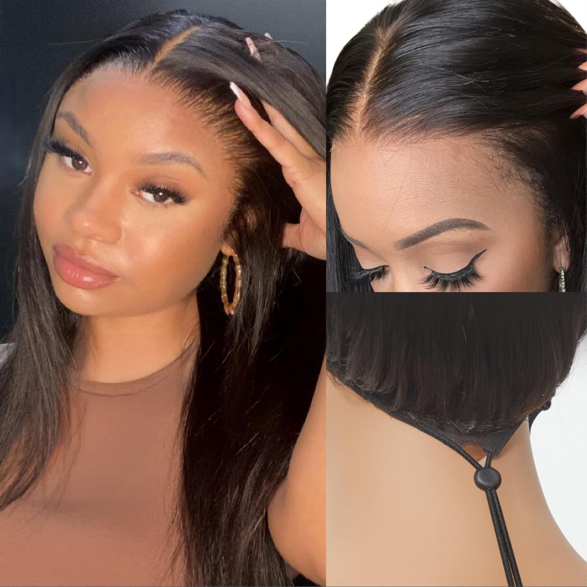 LUVME HAIR Flexi-Fit Invisi Drawstring Cap close-up showing secure, glue-free daily wear