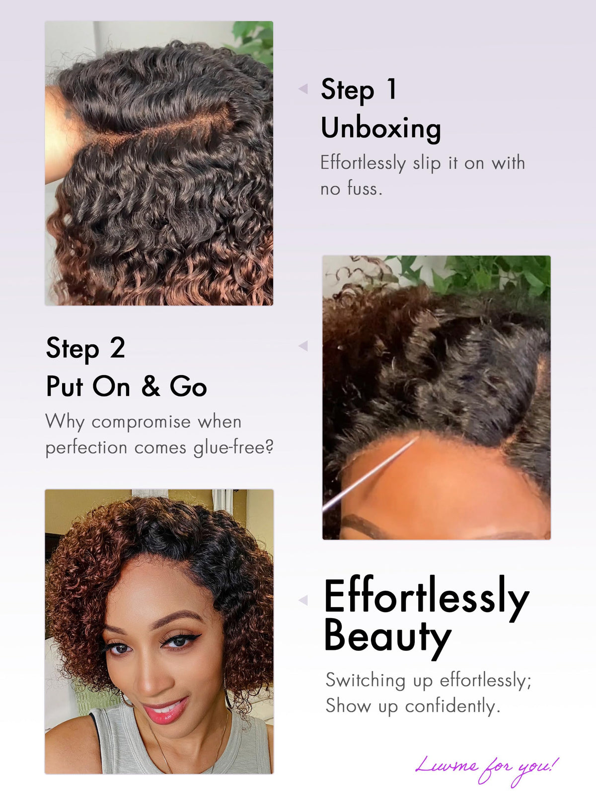 LUVME HAIR glueless wig with adjustable closure ready to wear