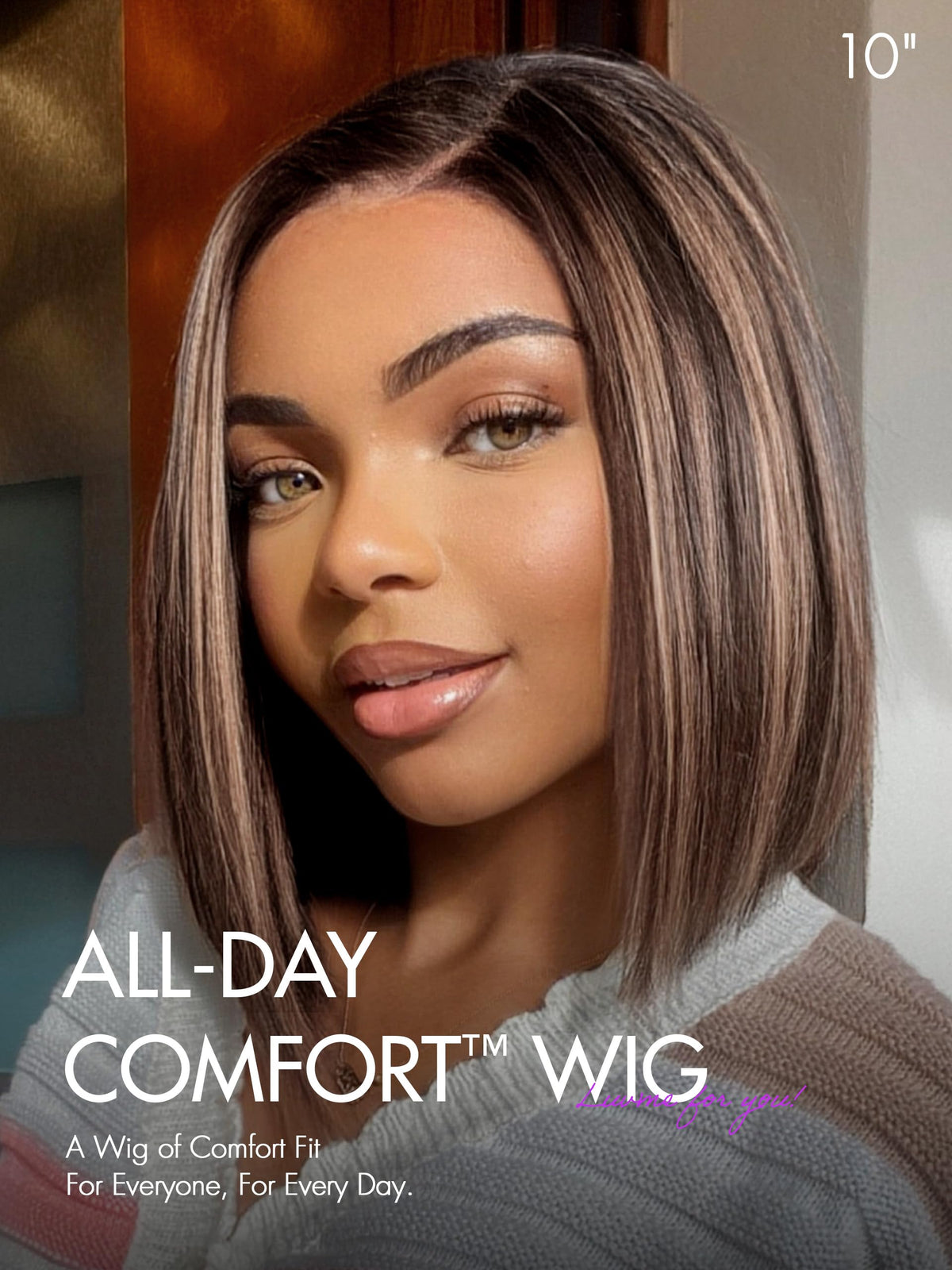 LUVME HAIR HD lace bob wig features an invisible hairline for realistic look.