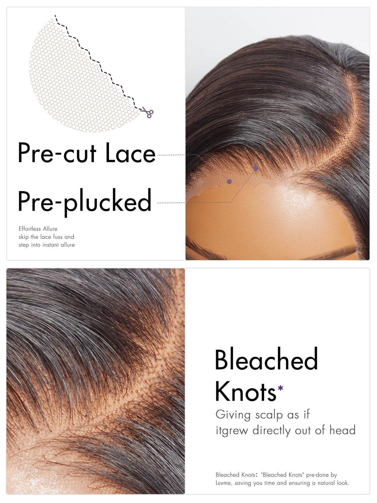 LUVME HAIR left-part bob closeup showing natural, seamless hairline blend