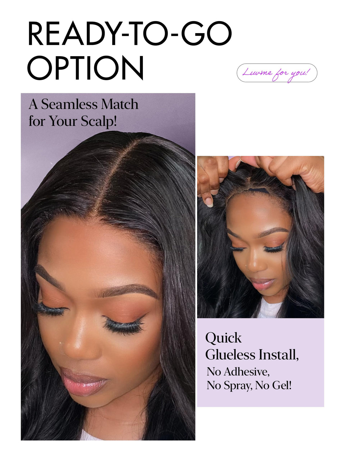 LUVME HAIR long body wave wig front view with dramatic fall.
