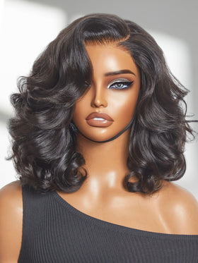 LUVME HAIR loose wave wig 14in view from top for natural look.