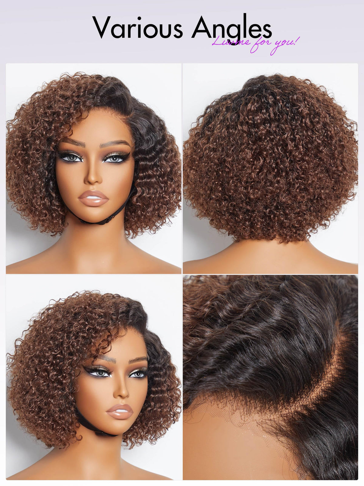 LUVME HAIR side part kinky curly bob for face framing looks