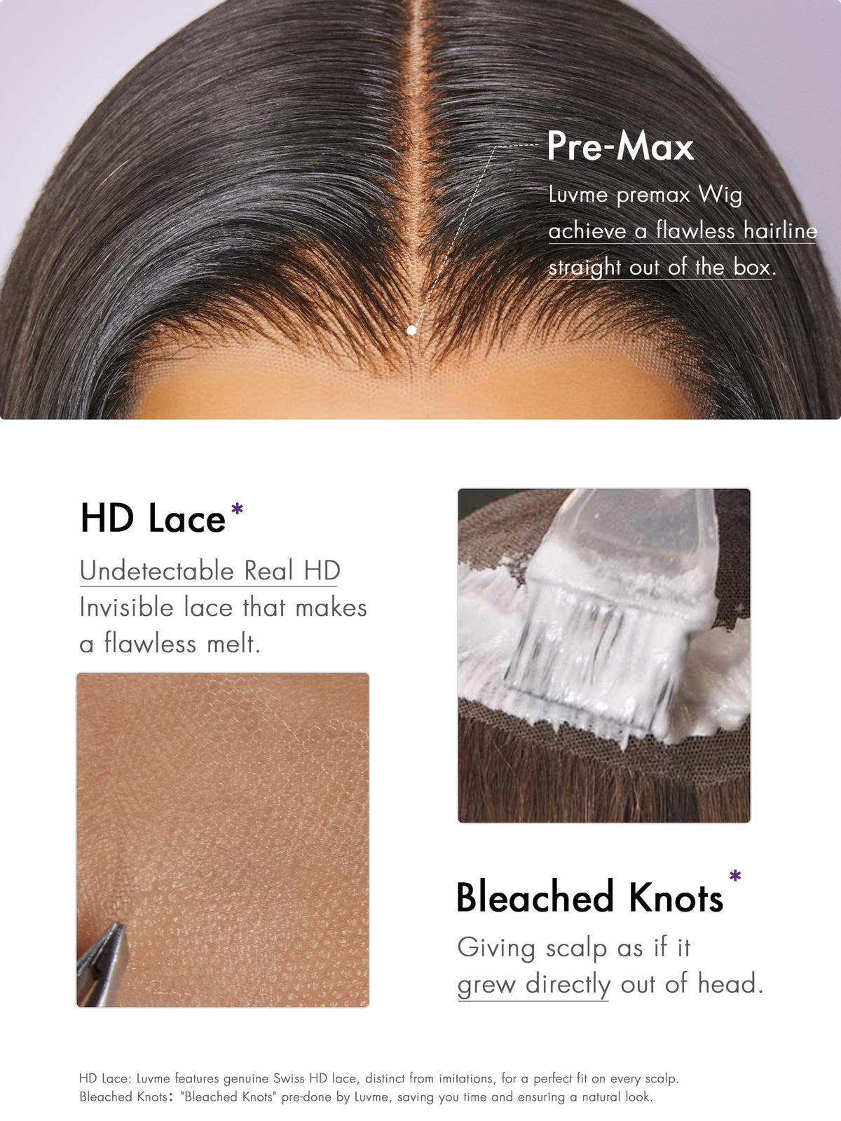 LUVME HAIR Pre-cut lace for quick, natural installation
