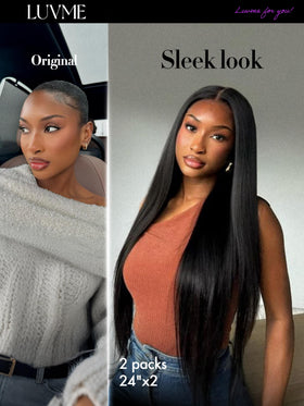 LUVME Silky Straight clip-in extensions metal clips detail for secure hold.