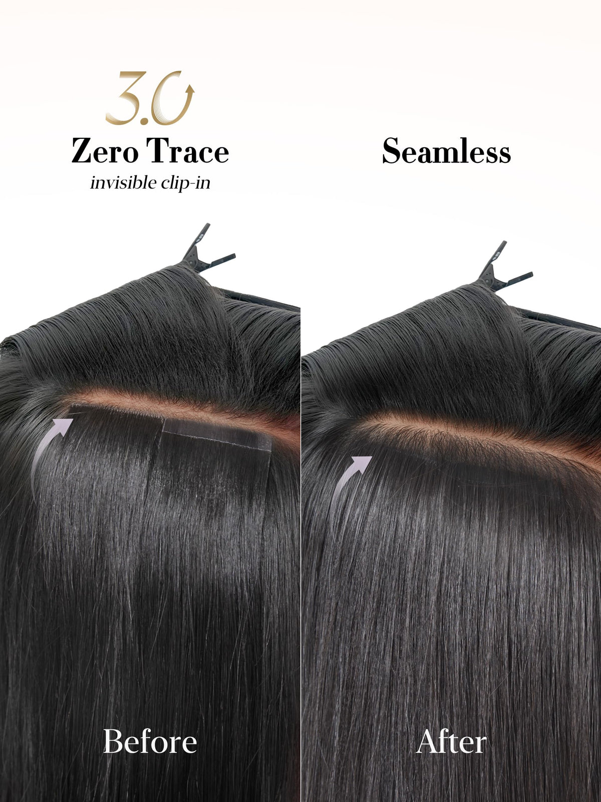 LUVME versatile clip-in layout blends crown, sides, and back.