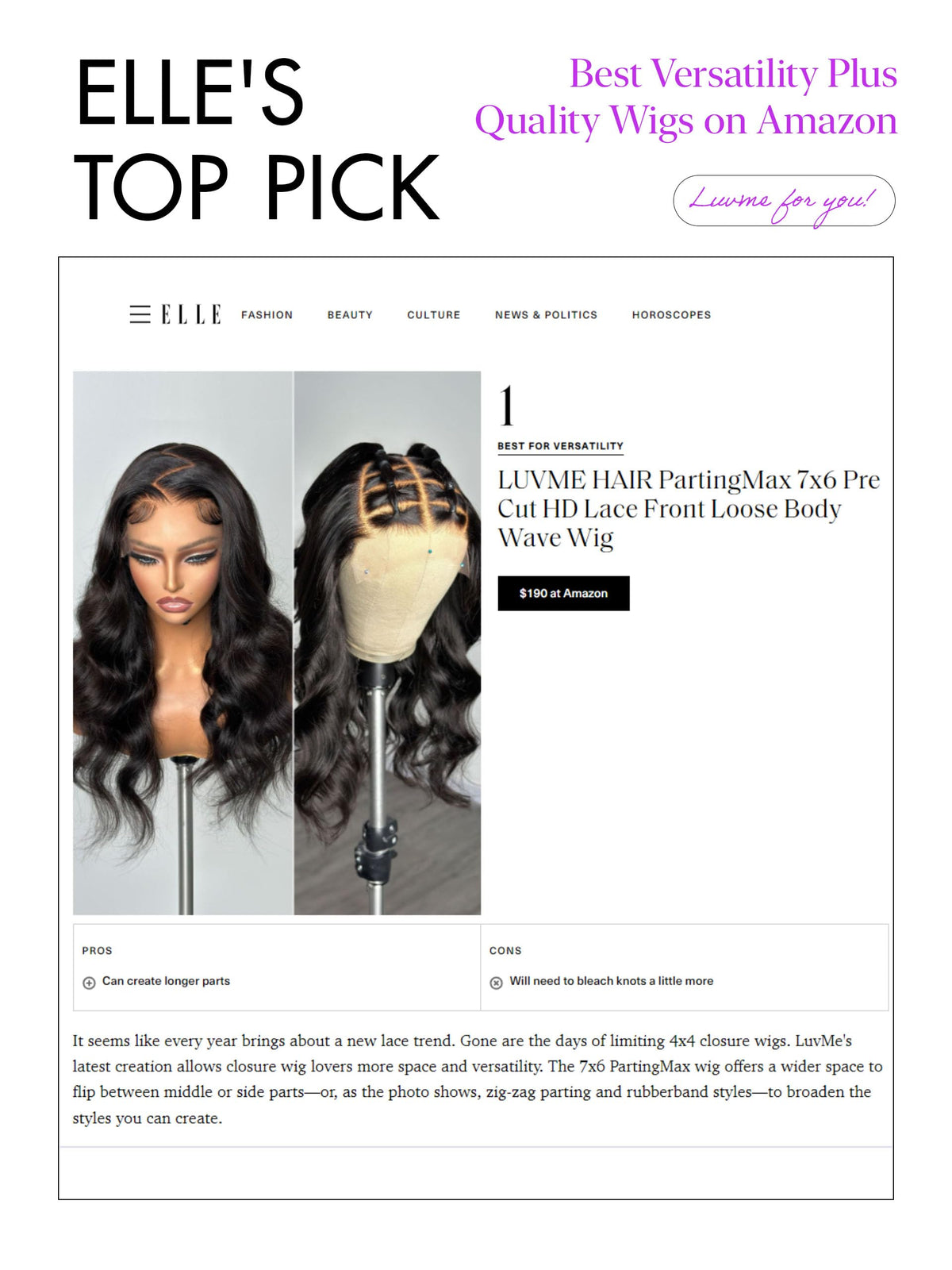 LUVME HAIR pre-cut pre-plucked lace for easy, realistic hairline.