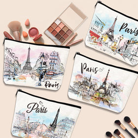 Luvsweets waterproof canvas makeup bag keeps contents protected from moisture.