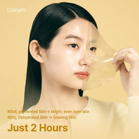 LUVUM Afterglow Yuja Gel Mask overnight use shows deep hydration and nourishment.