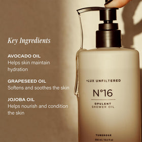 Lux Unfiltered N°16 creamy lather demonstrates gentle cleansing and moisture retention.