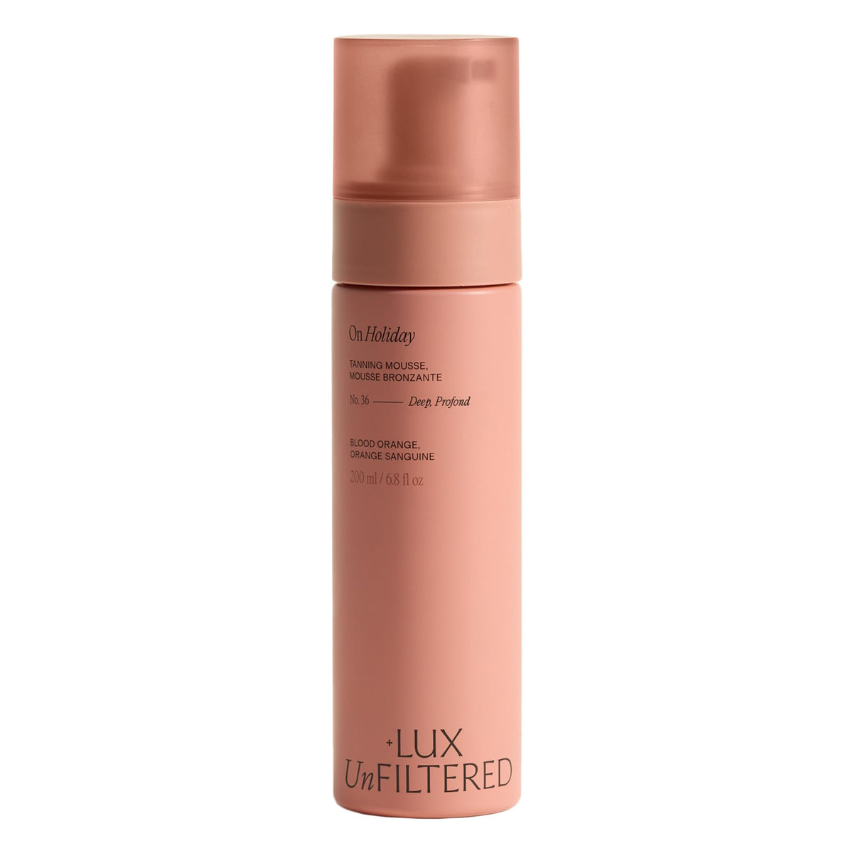 Lux Unfiltered N°36 bottle previewing deep color for a natural tan.