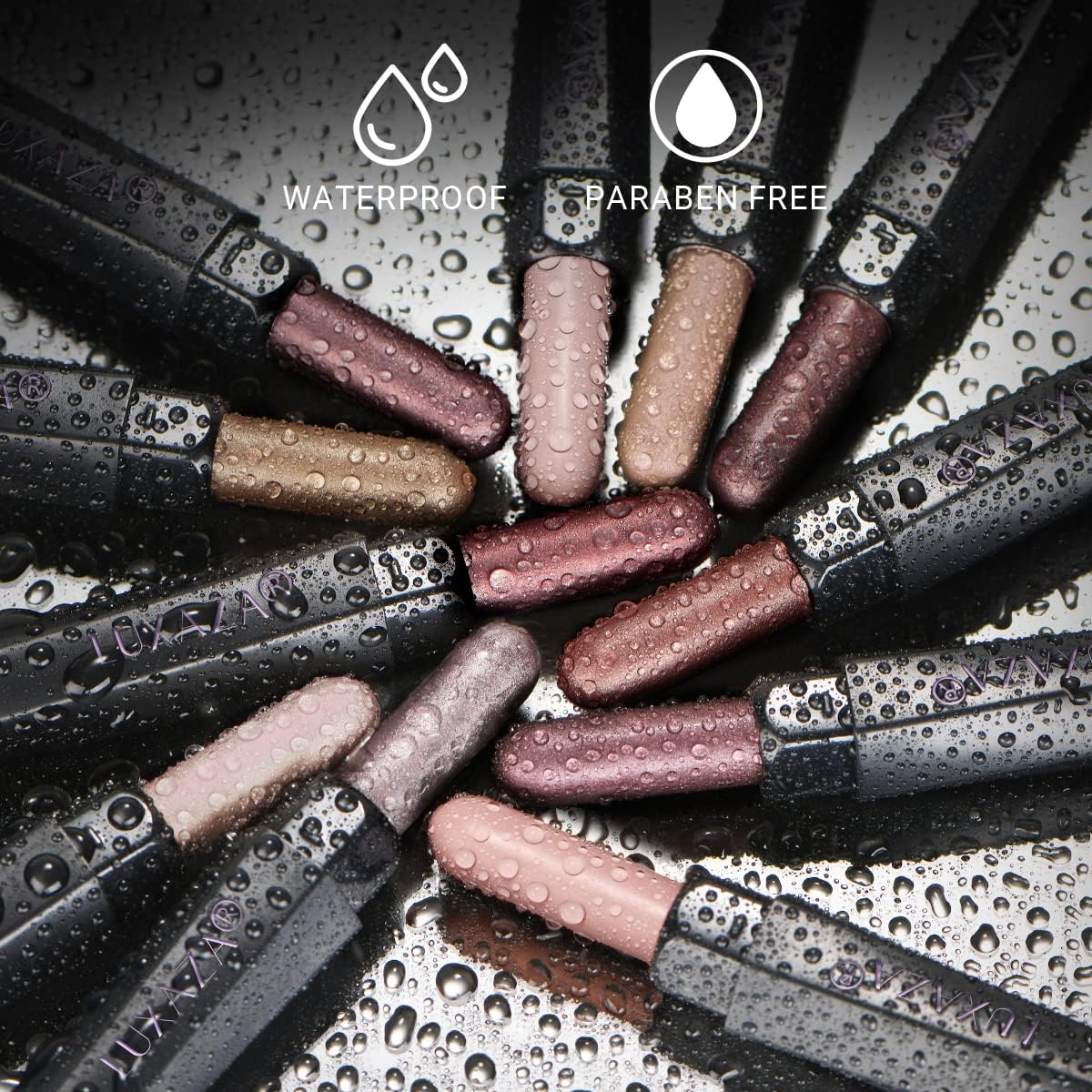 LUXAZA Eyeshadow Stick includes blending brush for smoother finish.
