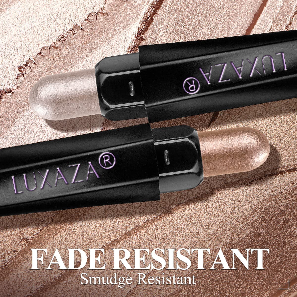 LUXAZA PRO Shimmer Eyeshadow Stick built-in blending brush helps blend seamlessly.