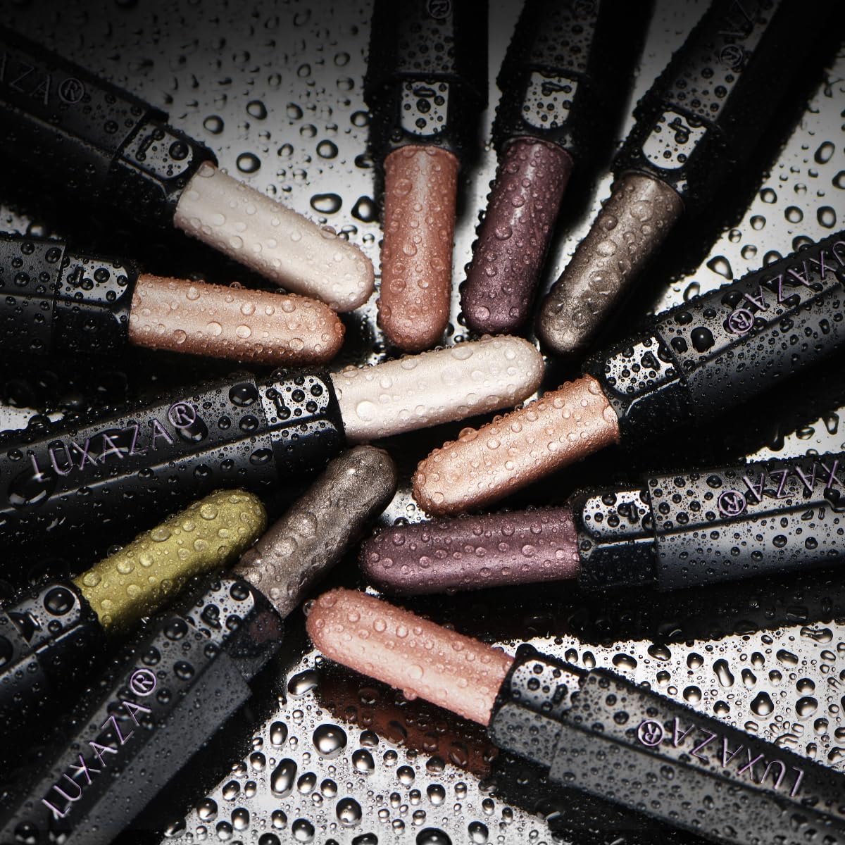 LUXAZA PRO Shimmer Eyeshadow Stick hexagonal tube design for comfortable grip.