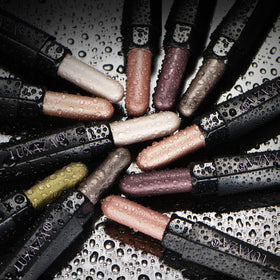 LUXAZA PRO Shimmer Eyeshadow Stick hexagonal tube design for comfortable grip.