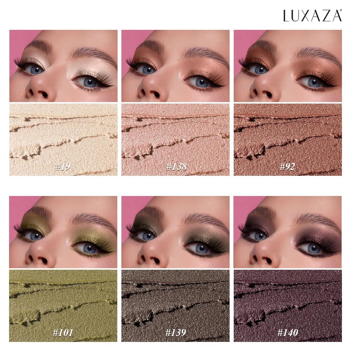 LUXAZA PRO Shimmer Eyeshadow Stick soft cream texture for smooth, crease-free application.