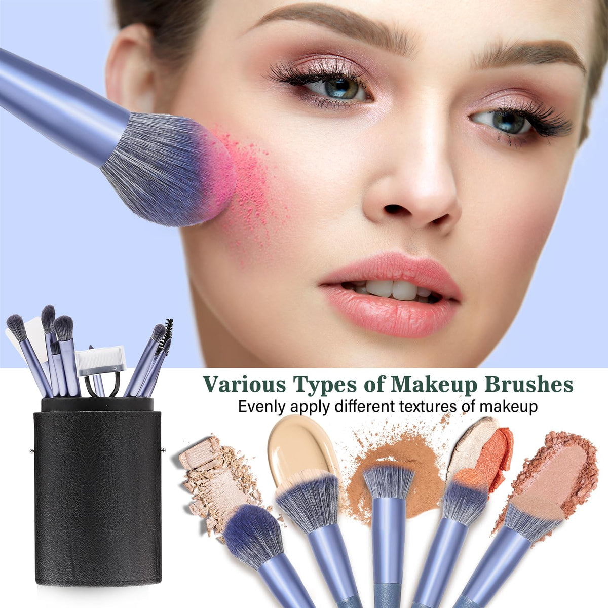 Luxbru soft bristle brush close-up for smooth blendable makeup application