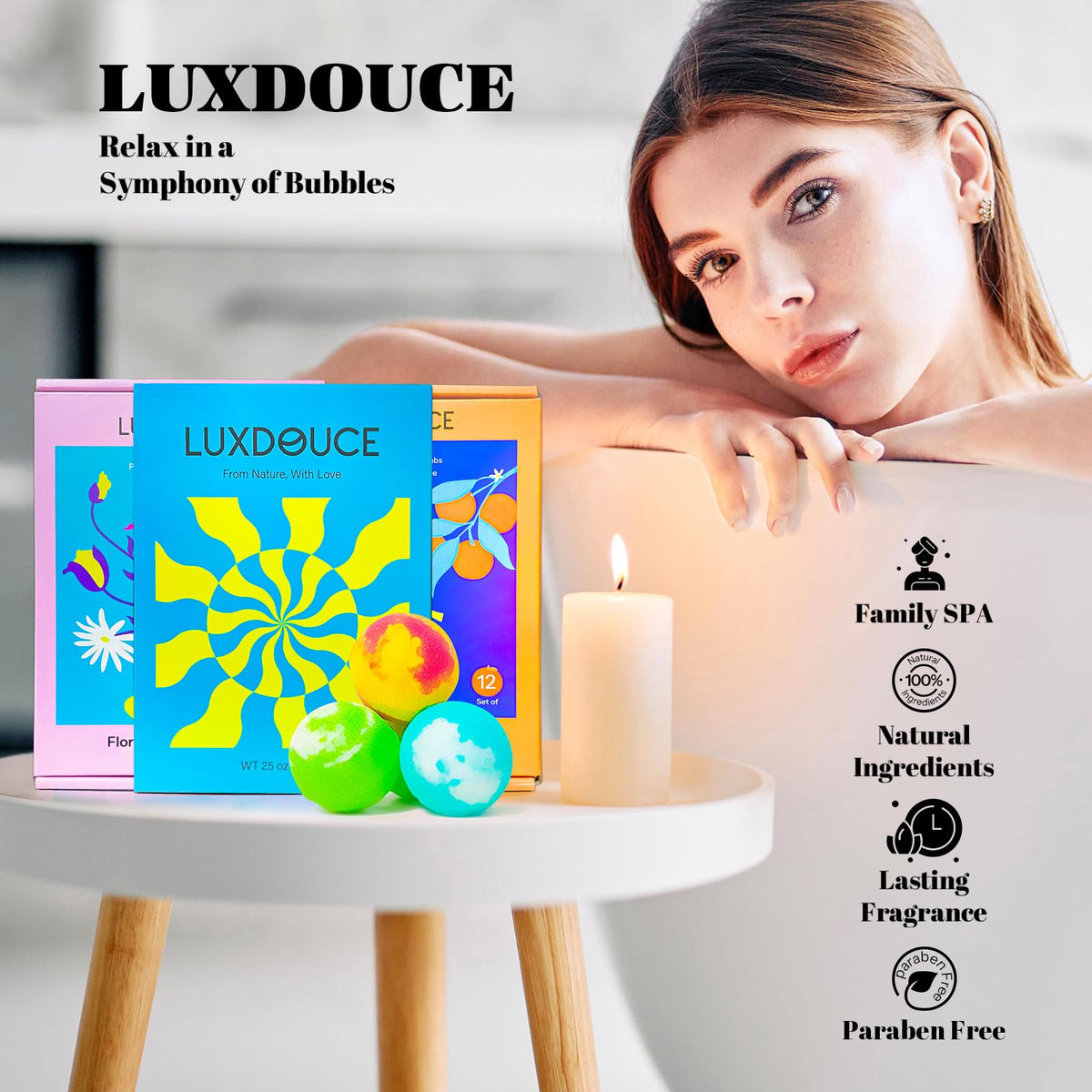 Luxdouce gift-ready packaging makes a present-worthy bath set.
