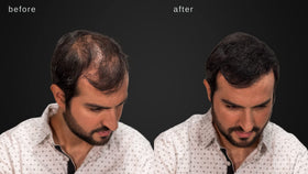LUXE Hair Building Fibers container highlights long-lasting 60–75 day supply
