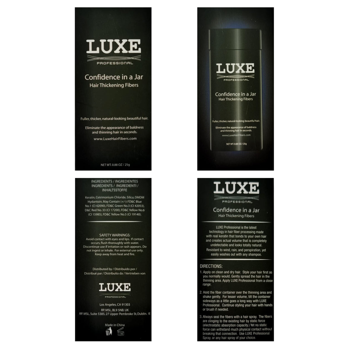 LUXE Hair Building Fibers are dermatologist-tested and hypoallergenic