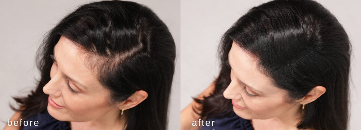 LUXE Professional Hair Building Fibers thinning-area coverage close-up