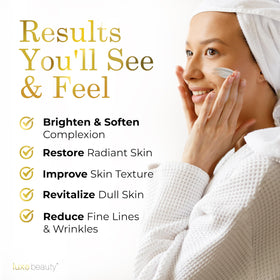 LuxeLotion non-greasy formula absorbs quickly and comfortably