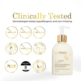 LUXEBEAUTY LuxeLotion organic vegan ingredients label.