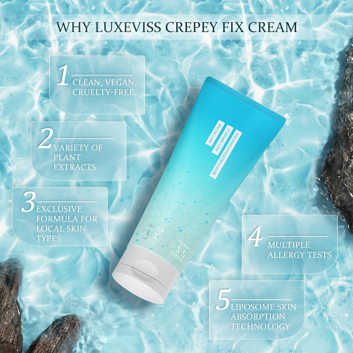 Luxeviss smoothing effect after use shows refined texture.