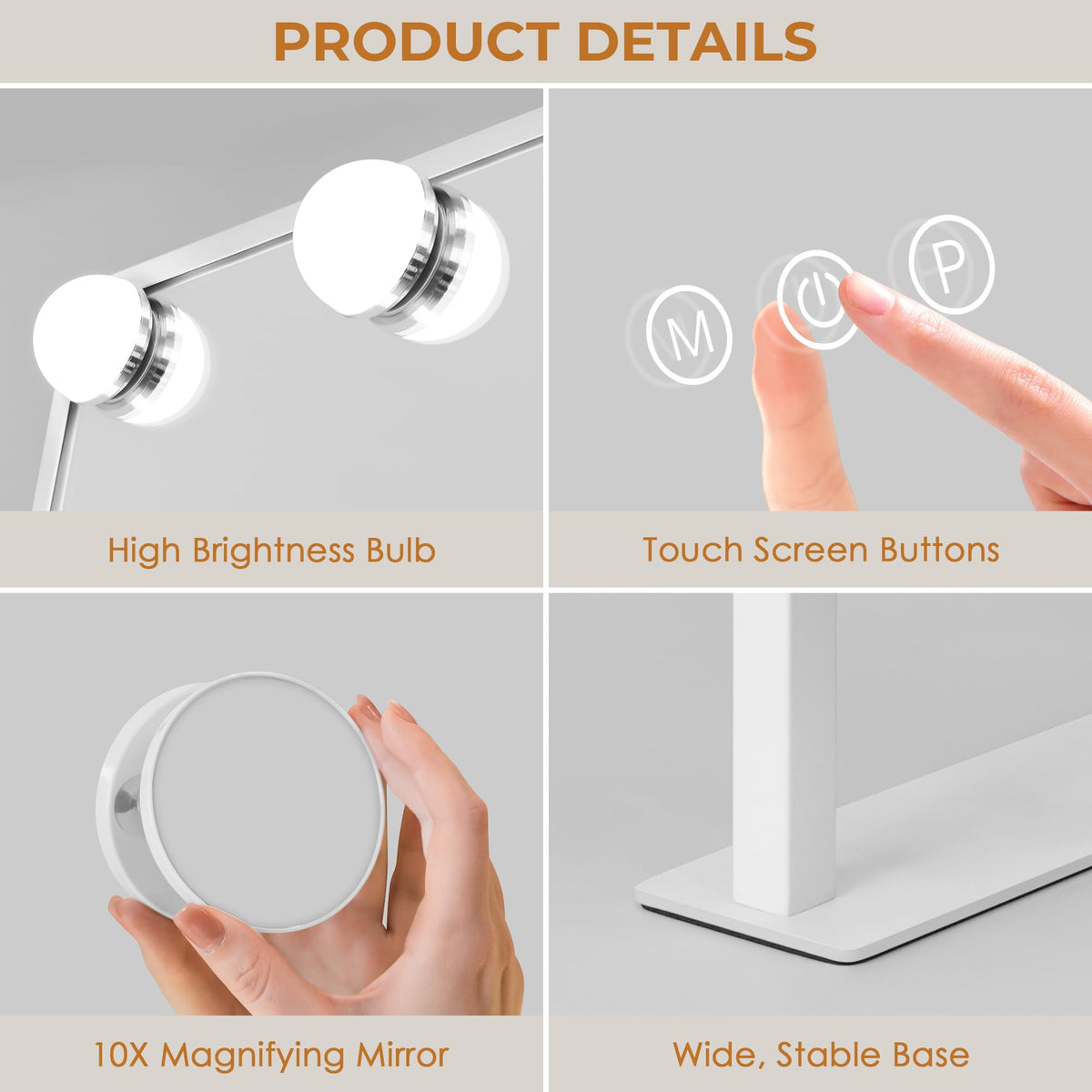 Detachable 10X magnifier from LuxeVue aids close-up tasks like eyeliner