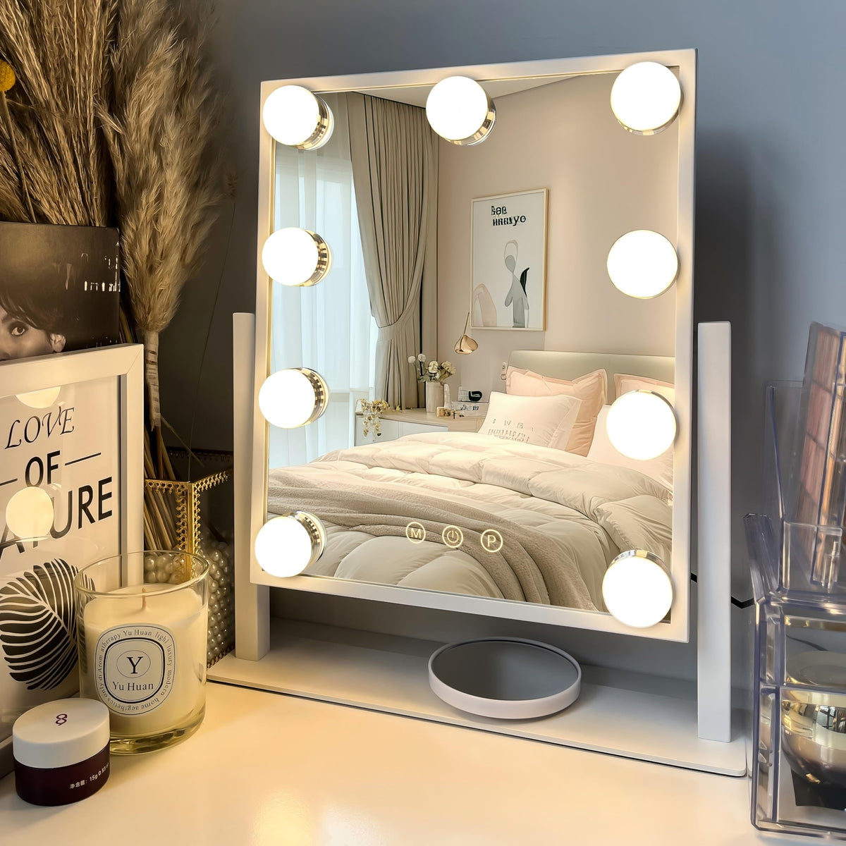LuxeVue vanity mirror with lights shows three color modes for day-to-night makeup tasks