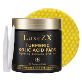 LuxeZX Turmeric Kojic Pads textured side for gentle exfoliation and prep.