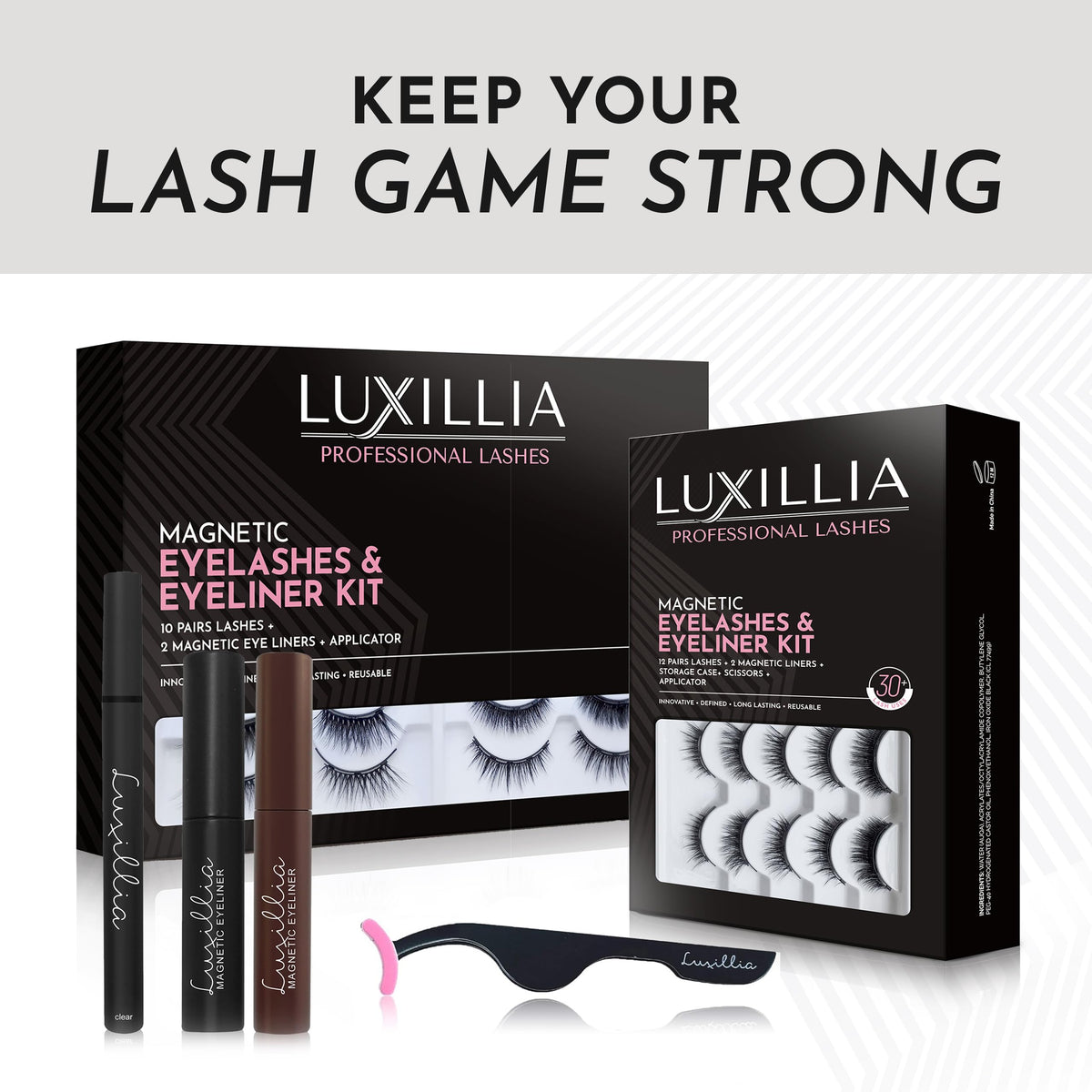 Luxillia reusable magnetic lash kit helps maintain lashes between uses.
