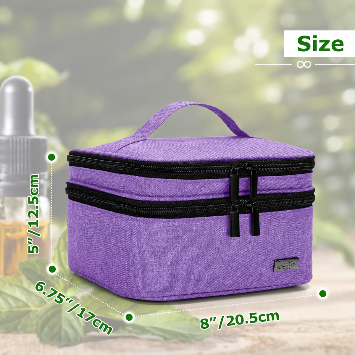LUXJA case dimensions are 8x6.75x5 inches for compact travel.