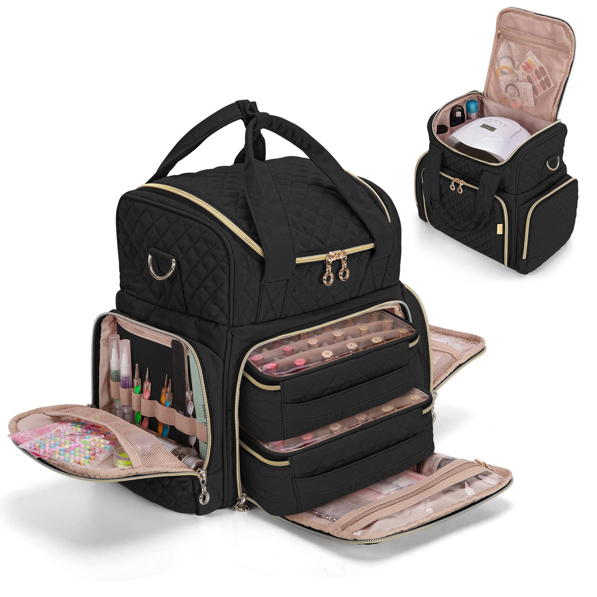 Luxja nail polish organizer exterior in black, sleek travel-ready design.